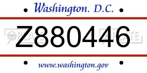 Z880446 District Of Columbia License Plate