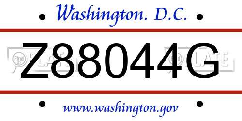 Z88044G District Of Columbia License Plate