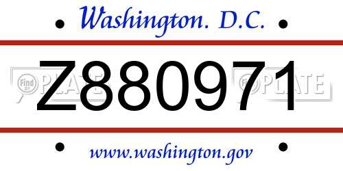 Z880971 District Of Columbia License Plate