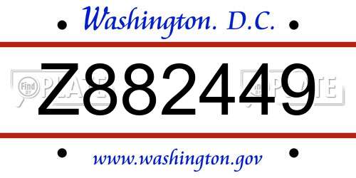 Z882449 District Of Columbia License Plate