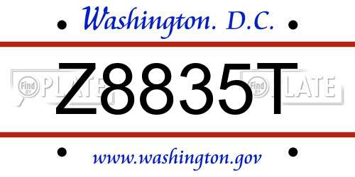 Z8835T District Of Columbia License Plate