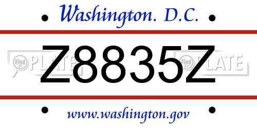 Z8835Z District Of Columbia License Plate