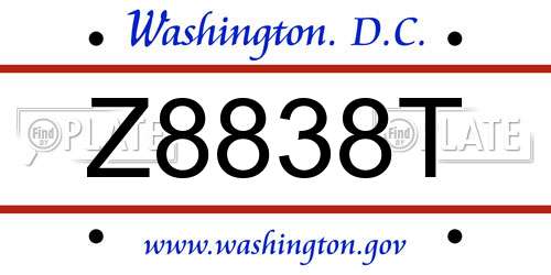 Z8838T District Of Columbia License Plate