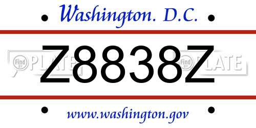 Z8838Z District Of Columbia License Plate