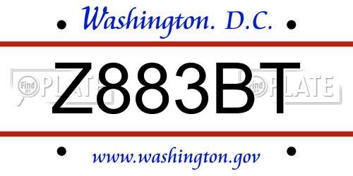 Z883BT District Of Columbia License Plate