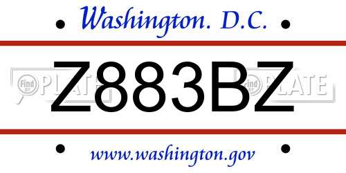 Z883BZ District Of Columbia License Plate