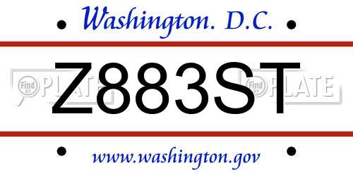 Z883ST District Of Columbia License Plate