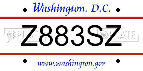 Z883SZ District Of Columbia License Plate