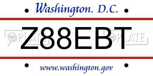Z88EBT District Of Columbia License Plate