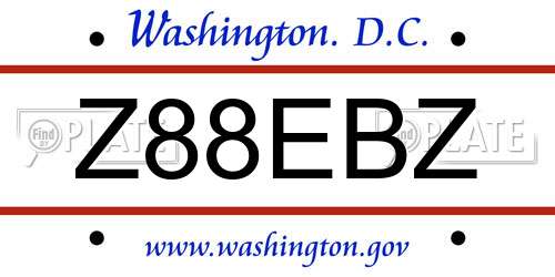 Z88EBZ District Of Columbia License Plate