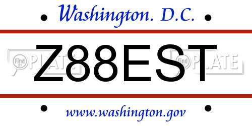 Z88EST District Of Columbia License Plate