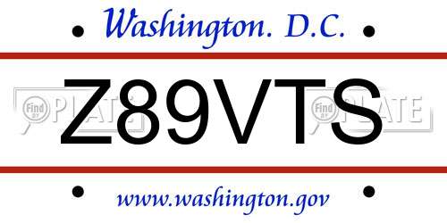 Z89VTS District Of Columbia License Plate