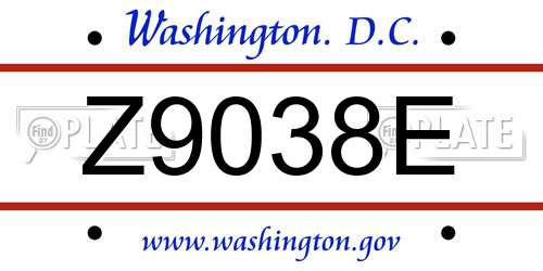 Z9038E District Of Columbia License Plate