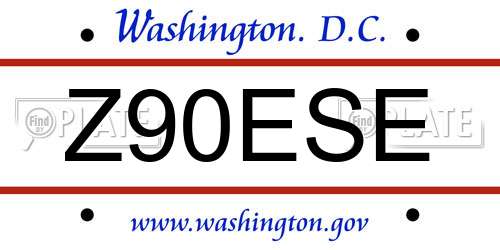 Z90ESE District Of Columbia License Plate
