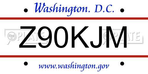 Z90KJM District Of Columbia License Plate