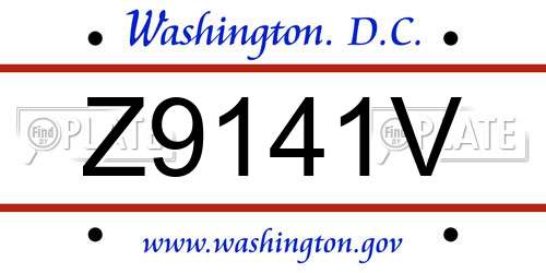 Z9141V District Of Columbia License Plate