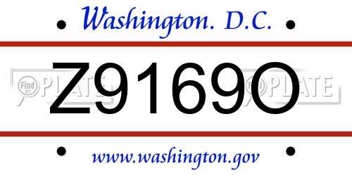 Z9169O District Of Columbia License Plate