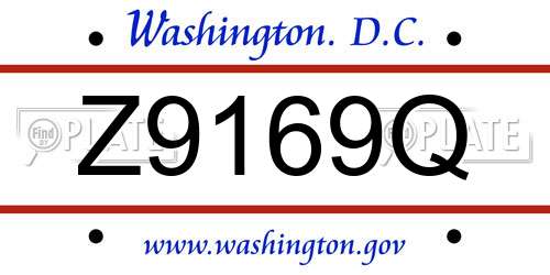 Z9169Q District Of Columbia License Plate
