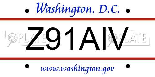 Z91AIV District Of Columbia License Plate