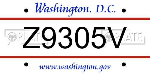 Z9305V District Of Columbia License Plate