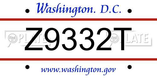 Z9332T District Of Columbia License Plate