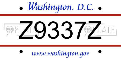 Z9337Z District Of Columbia License Plate