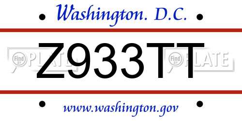 Z933TT District Of Columbia License Plate