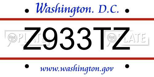 Z933TZ District Of Columbia License Plate