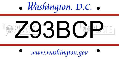 Z93BCP District Of Columbia License Plate