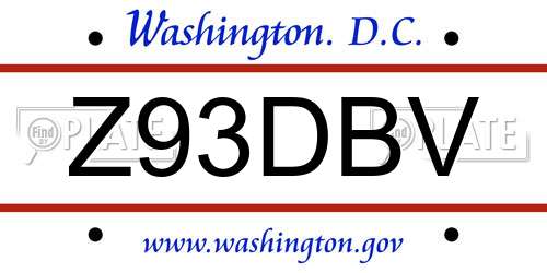 Z93DBV District Of Columbia License Plate