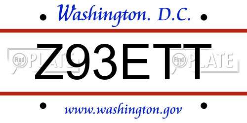 Z93ETT District Of Columbia License Plate