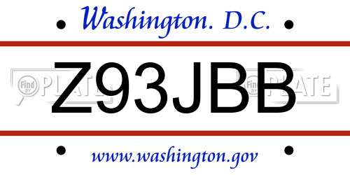 Z93JBB District Of Columbia License Plate