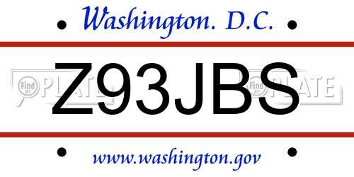 Z93JBS District Of Columbia License Plate
