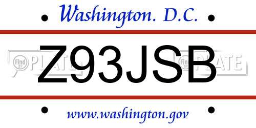 Z93JSB District Of Columbia License Plate