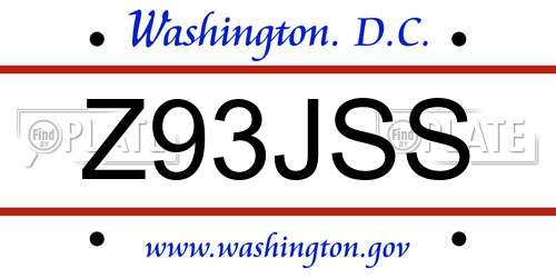 Z93JSS District Of Columbia License Plate