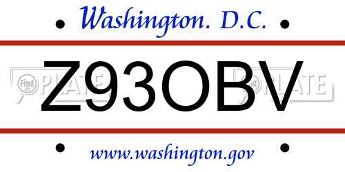 Z93OBV District Of Columbia License Plate