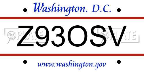 Z93OSV District Of Columbia License Plate