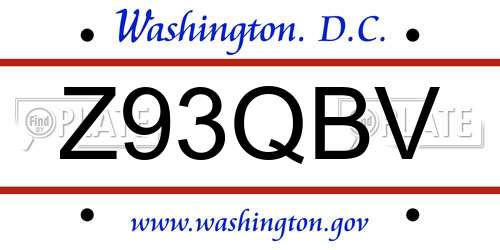 Z93QBV District Of Columbia License Plate
