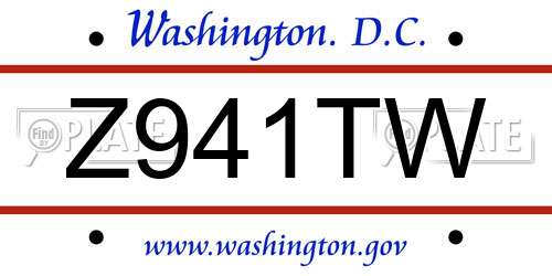 Z941TW District Of Columbia License Plate