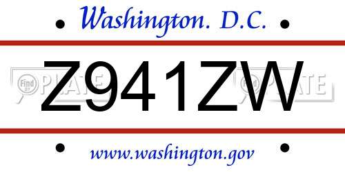 Z941ZW District Of Columbia License Plate