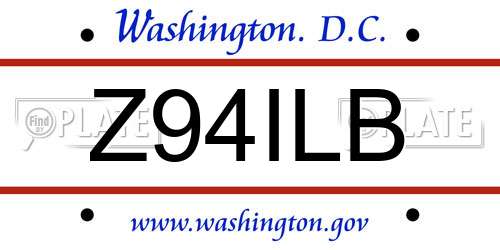 Z94ILB District Of Columbia License Plate