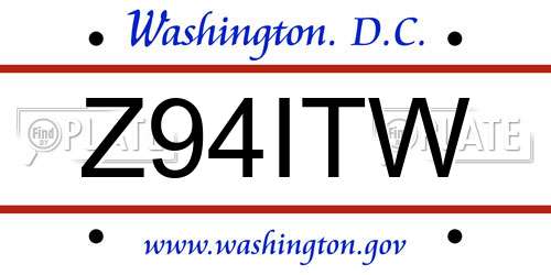Z94ITW District Of Columbia License Plate