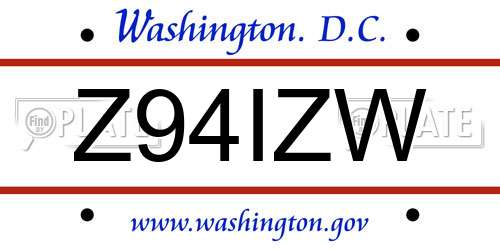 Z94IZW District Of Columbia License Plate