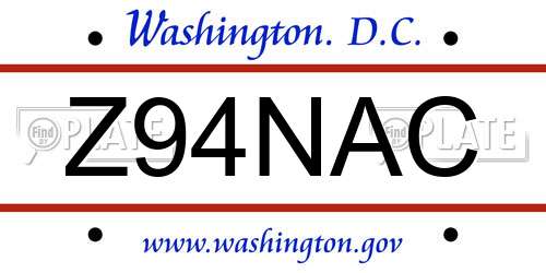 Z94NAC District Of Columbia License Plate