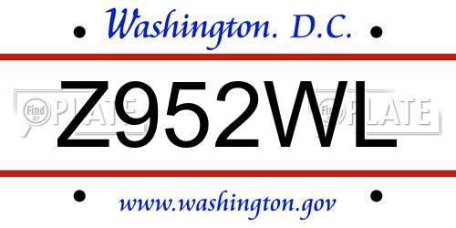 Z952WL District Of Columbia License Plate