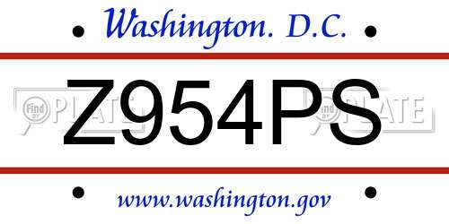 Z954PS District Of Columbia License Plate