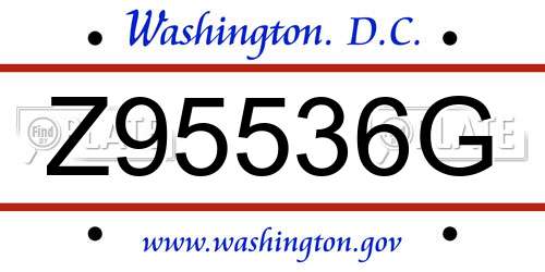 Z95536G District Of Columbia License Plate
