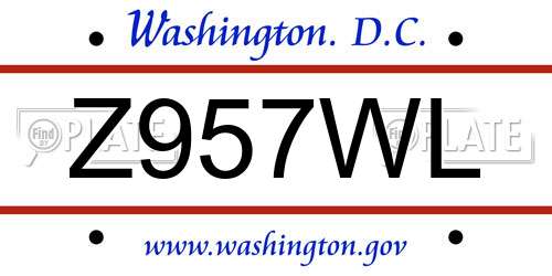 Z957WL District Of Columbia License Plate