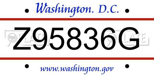 Z95836G District Of Columbia License Plate