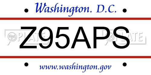 Z95APS District Of Columbia License Plate